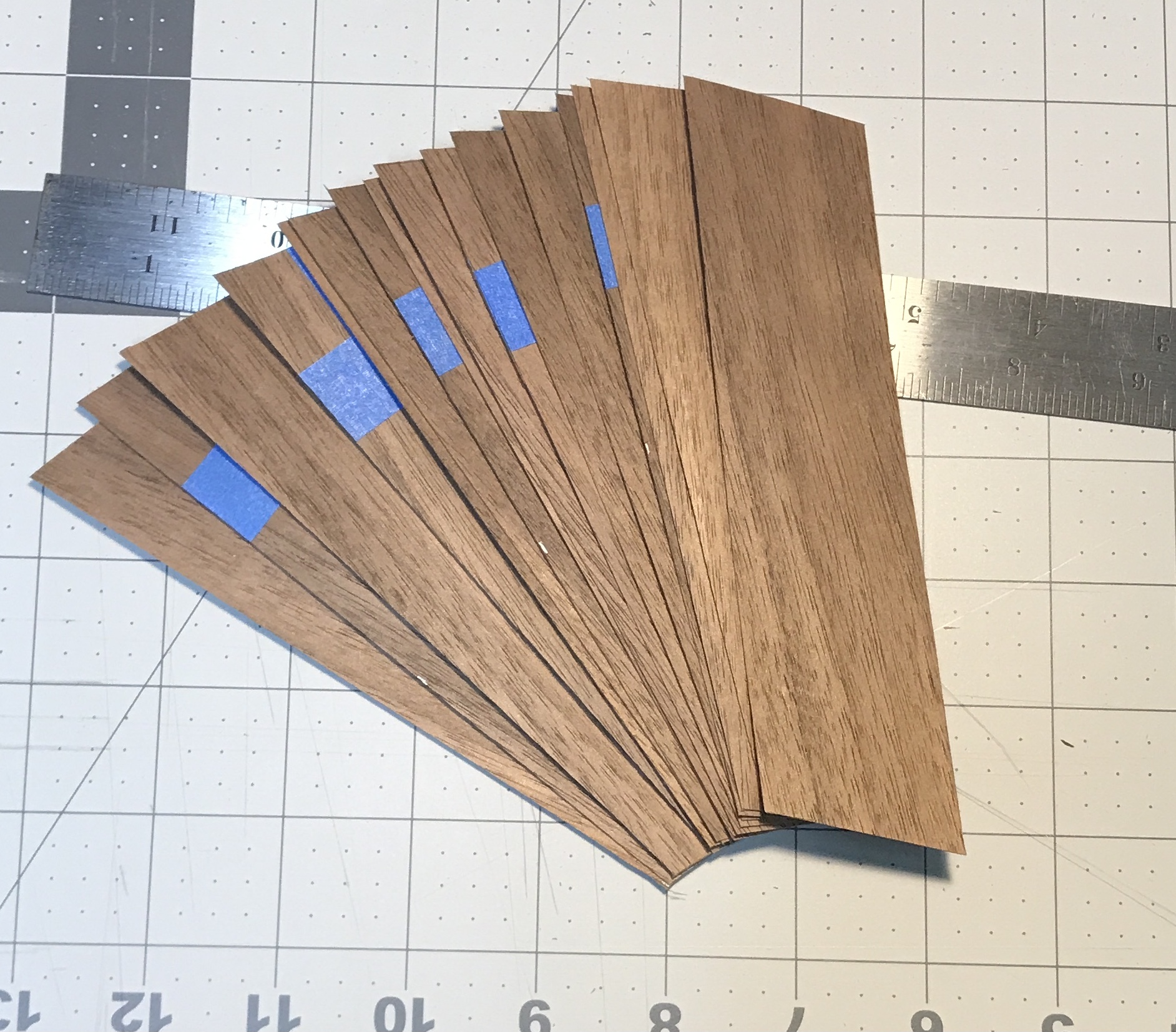 The sixteen angled bars cut.